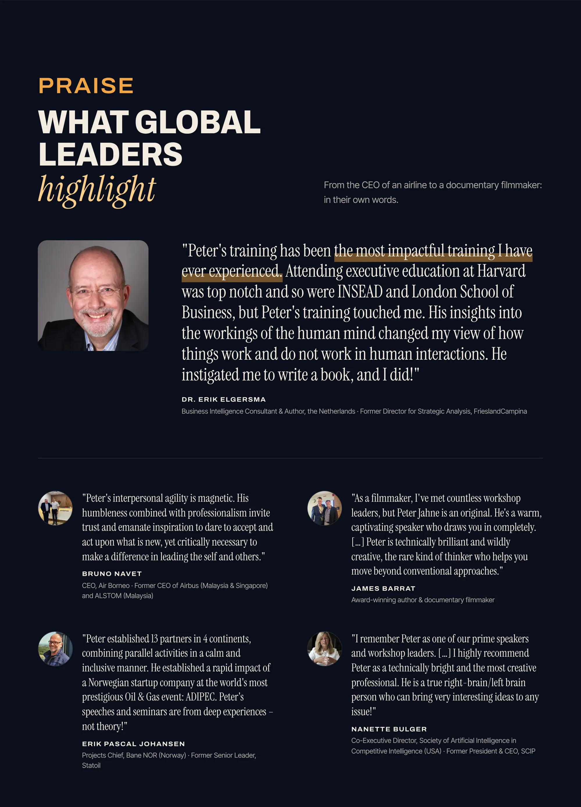 After: a featured quote and four more quotes from named leaders