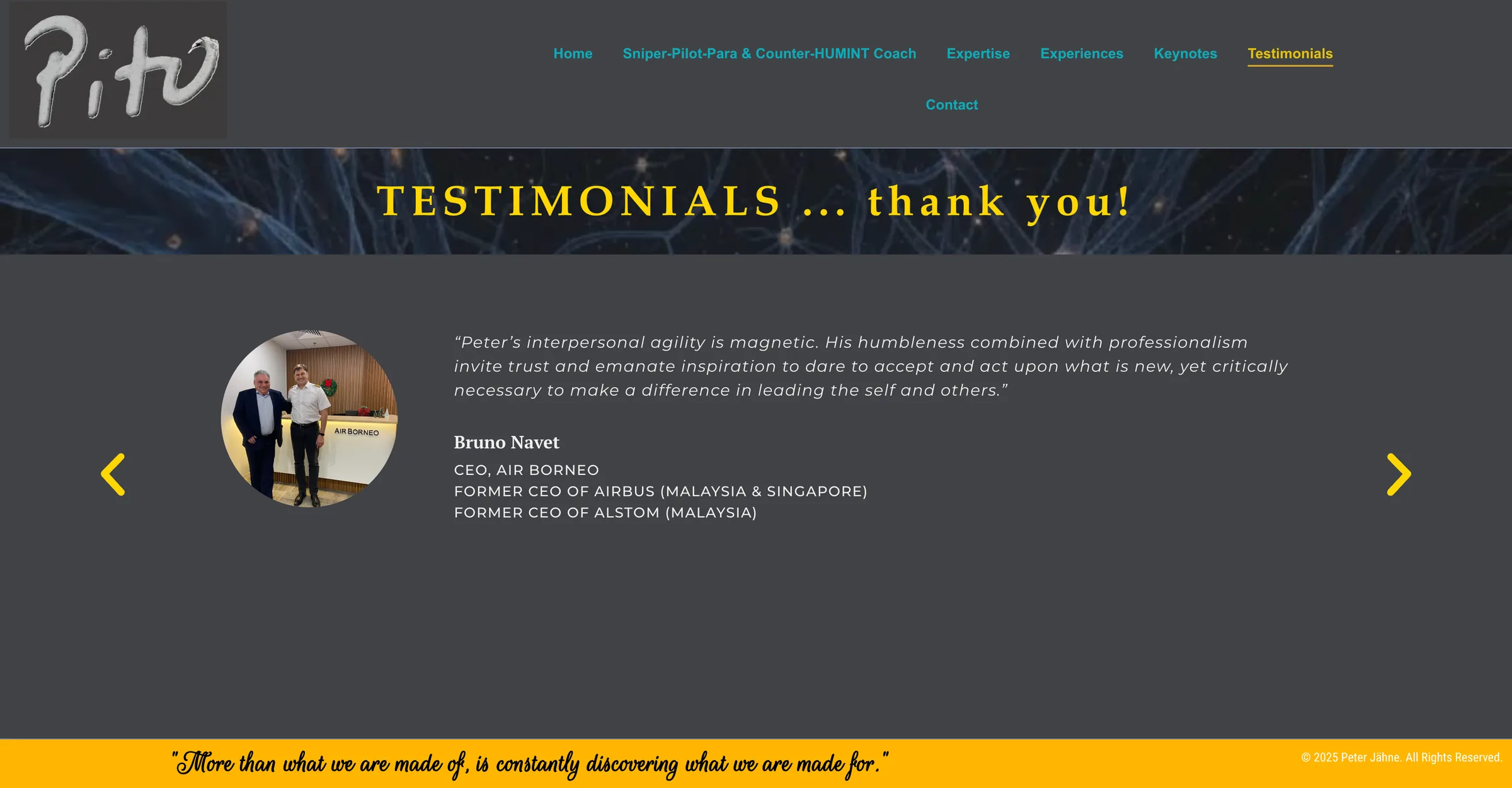 Before: a testimonial slider showing one quote